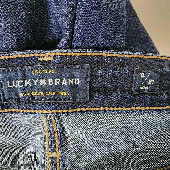 Lucky Brand Women Ankle Sweet Boot Jeans Size 12/31 Mid Rise Twilight Blue Denim - Picture 5 of 15